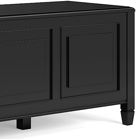 SIMPLIHOME Connaught 51" Wide Solid Wood Trunk Bench in Black