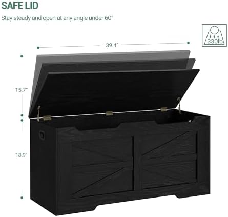 Hzuaneri 39" Modern Storage Chest | 50 Gal | 330lb Seat | Black