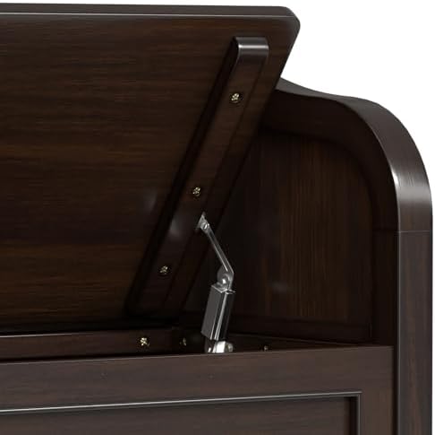 SIMPLIHOME Connaught 30" Wide Solid Wood Storage Bench in Chestnut Brown