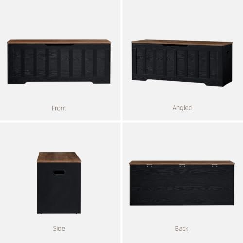 VANKILEY 47.2" Storage Chest Extra Large, Storage Bench.(Black+Brown)