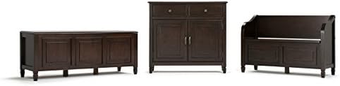 SIMPLIHOME Connaught 51" Wide Solid Wood Trunk Bench in Brown