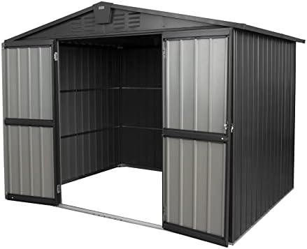 Domi Outdoor Storage Shed 8.2' x 6.2', Metal Steel Utility Tool Shed Storage House with Double Lockable Doors & Air Vent for Backyard Garden Patio Lawn