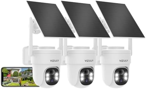 viziuuy 3mp solar security cameras wireless outdoor, color shown in use