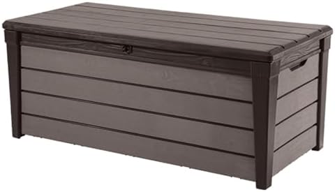 Keter Brushwood Outdoor Storage Deck Box,120 Gallon, Brown