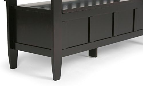 SIMPLIHOME Brooklyn 48" Wide Solid Wood Storage Bench in Dark Coffee Brown
