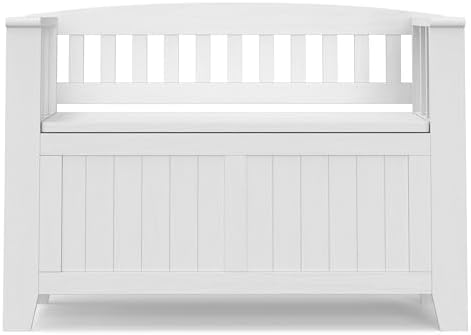 SIMPLIHOME Acadian Storage Bench and Cabinet Set in White