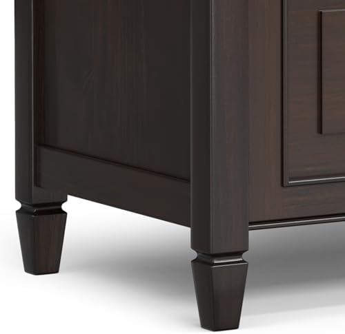 SIMPLIHOME Connaught 30" Wide Solid Wood Storage Bench in Chestnut Brown