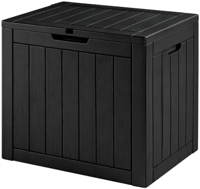 30 Gallon Outdoor Storage Box, Waterproof Resin Deck Box with Side Handles, Lockable Outdoor Bench for Indoor & Outdoor Use, Storage Bin for Patio Cushions, Garden Tools