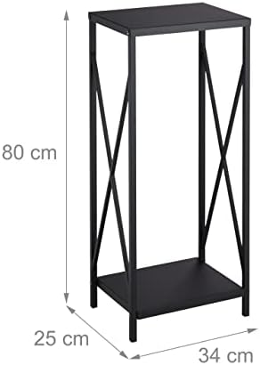Relaxdays Firewood Storage Stand, Logs Rack for Indoors, Powder-Coated Metal, Wood Shelf, HWD: 80 x 34 x 25 cm, Black