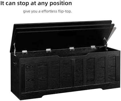 VANKILEY 51.2" Storage Chest Extra Large,Wooden Storage Bench,Black