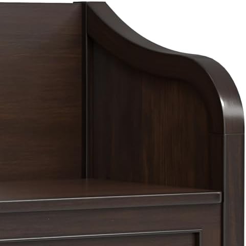 SIMPLIHOME Connaught 30" Wide Solid Wood Storage Bench in Chestnut Brown