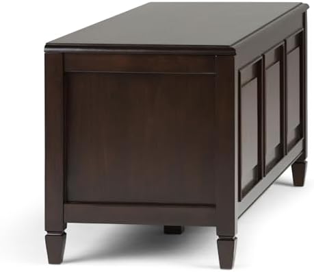 SIMPLIHOME Connaught 51" Wide Solid Wood Trunk Bench in Brown