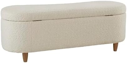 Bailey Boucle-Style Curved Storage Accent Bench