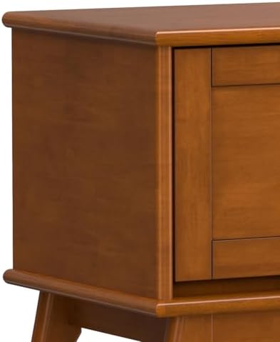 SIMPLIHOME Draper 44" Wide Solid Wood Trunk Bench in Teak Brown
