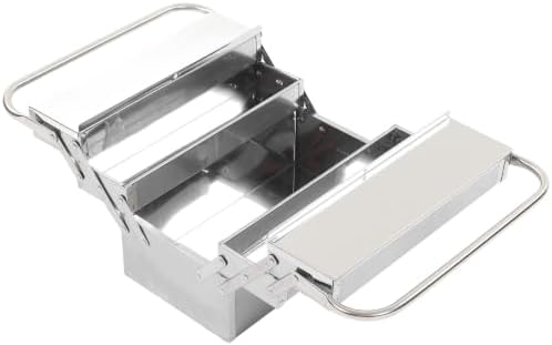 3 Tier Stainless Steel Tool Box Portable Folding Cantilever Tool Storage Organizer with 5 Trays Metal Toolbox for Home Garage Auto Repair Workshop Storage