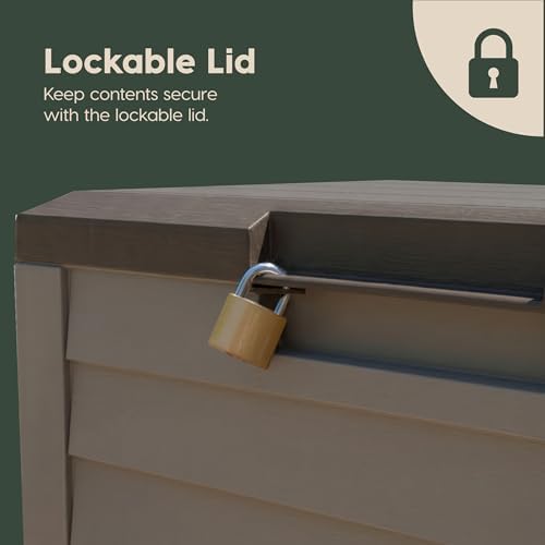 IRIS USA 35 Gallon Outdoor Deck Box, Lockable, Weather-Resistant, Brown