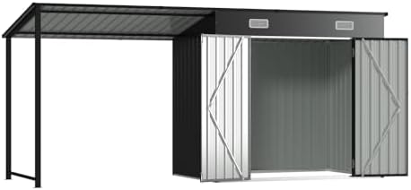 Aoxun 6x4FT Outdoor Storage Shed & Hardtop Gazebo with Solar String Lights