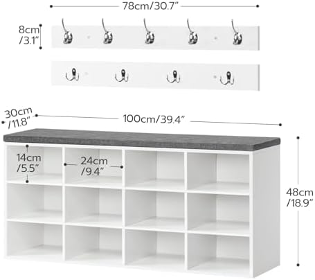 HOOBRO Shoe Storage Bench with Cushion, 39.4" L Entryway Bench