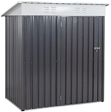 Vongrasig Outdoor Storage Shed, 6 x 4 FT Outside Metal Garden Shed with Window and Lockable Door, Waterproof Tool Shed for Backyard Patio, Lawn and Garden (Dark Gray)