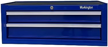 Workington Industrial 2 Drawers Portable Metal Intermediate Box, 26" Middle Tool Chest Cabinet with Ball Bearing Drawer Slides, Steel Tool Storage Box Organizer 4008 Blue