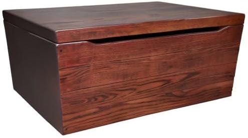 Amish Made Wooden Storage Chest Trunk Box with Lid and Handles for Bedroom, Blanket, Clothes, Anti-Slam Hinges, Handmade, Rustic, Oak Wood, Cherry Stain, 42"