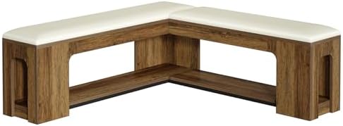 Tribesigns L Shaped Corner Bench with Removable Seat Cushion, 47.24" Farmhouse Breakfast Nook Bench, Corner Bench for Kitchen, Dining Room, Living Room