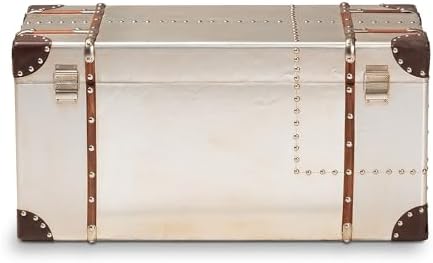 Baxton Studio Bechet Storage Trunk, Silver