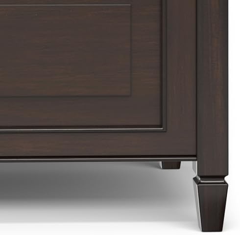 SIMPLIHOME Connaught 30" Wide Solid Wood Storage Bench in Chestnut Brown