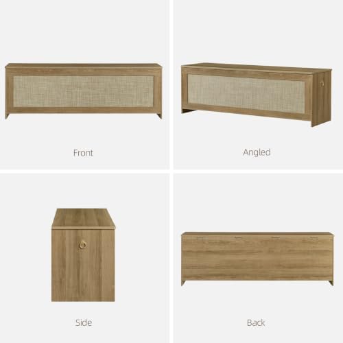 55.1" Storage Chest Extra Large,Rattan Storage Bench(Cherry Brown)