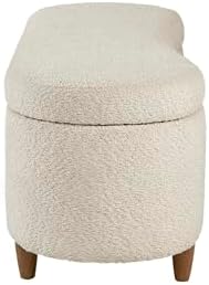 Bailey Boucle-Style Curved Storage Accent Bench