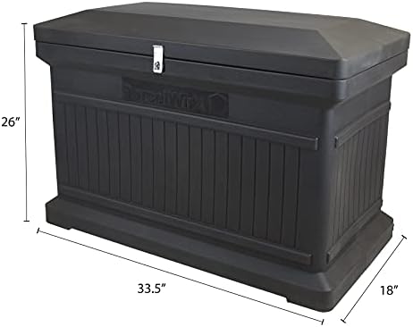 RTS Home Accents ParcelWirx Premium Horizontal Storage Cabinet/Lockable Package Delivery Box with Hinged Lid, Graphite