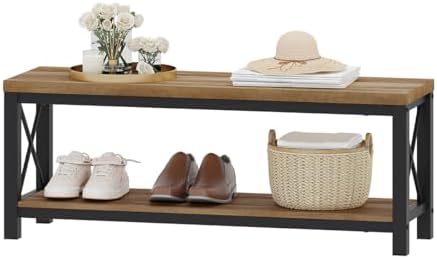 BON AUGURE Entryway Shoe Bench for Mudroom, Farmhouse Bench with Storage