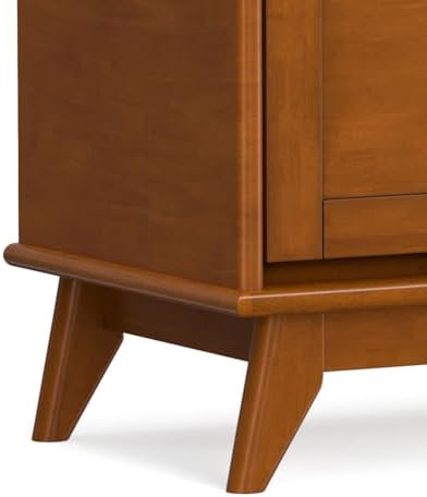 SIMPLIHOME Draper 44" Wide Solid Wood Trunk Bench in Teak Brown