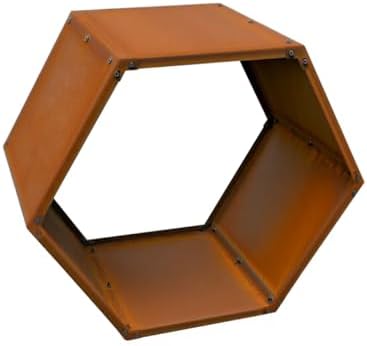 Firewood Rack Outdoor, Corten Steel Hexagon Firewood Holder, Rustic