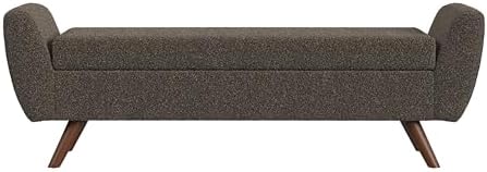 HomePop 60" Modern Storage Bench with Wood Legs - Dark Brown Boucle