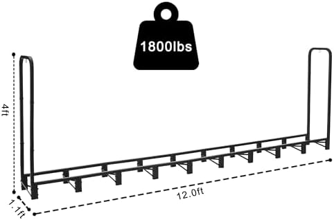 Werph 12FT Firewood Rack Outdoor, Heavy Duty Firewood Storage Rack