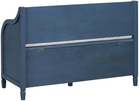 42" Rustic Storage Bench Entryway Bench Shoe Cabinet Ottoman (Antique Navy)