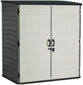Suncast XL Vertical Storage Shed, 106 Cu Ft, Lockable Doors, Iron Ore Gray