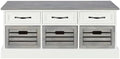BOWERY HILL 6 Drawer Entryway Storage Cubby Bench in White and Gray