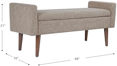 HomePop Fulton 48" Storage Bench - Midtone Gray Fabric