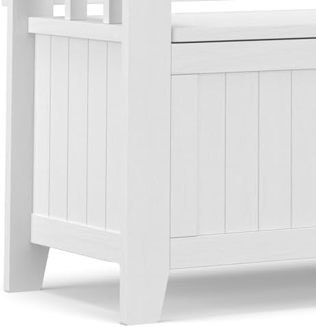 SIMPLIHOME Acadian Storage Bench and Cabinet Set in White
