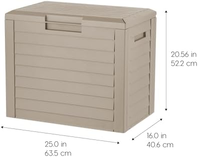 IRIS USA 35 Gallon Outdoor Deck Box, Lockable, Weather-Resistant, Beige