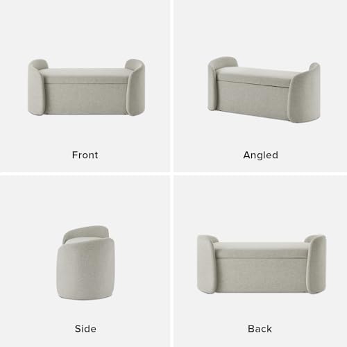 mopio Sophie 51" Ottoman Storage Bench, Entryway and Window Seating, End of Bed Curved Stool for King & Queen Bed, Storage Chest for Bedroom (Light Gray Fabric)