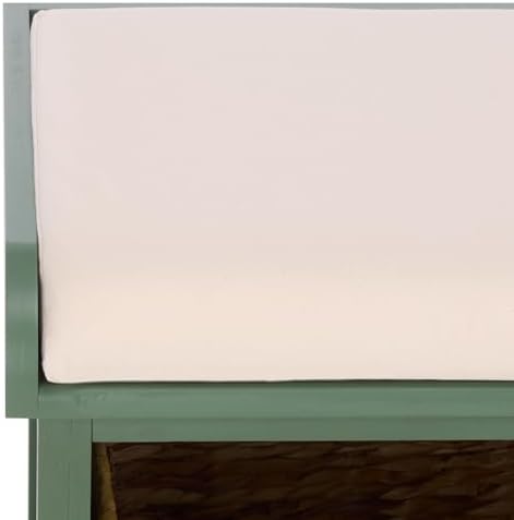SAFAVIEH Freddy Wood Storage Bench, 33" Farmhouse Dusty Green AMH5736L