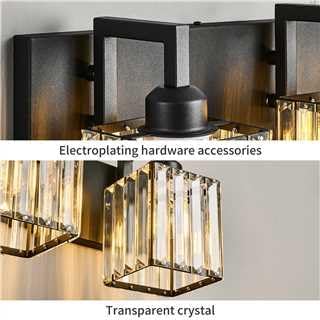 FDPBY Black Bathroom Light Fixture, 4-Light Crystal Vanity Lighting, Bathroom