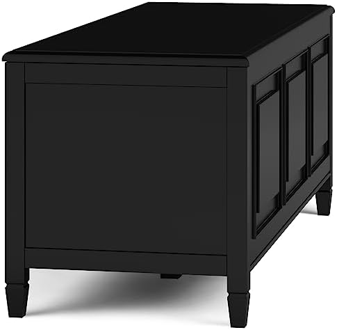 SIMPLIHOME Connaught 51" Wide Solid Wood Trunk Bench in Black