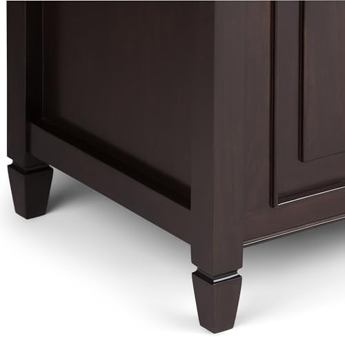 SIMPLIHOME Connaught 51" Wide Solid Wood Trunk Bench in Brown