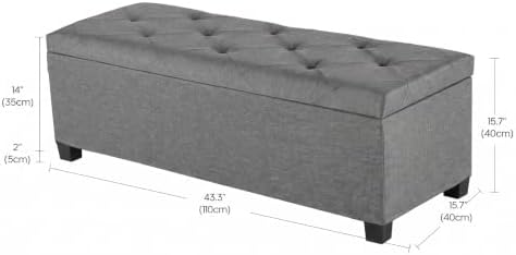 DUMOS Storage Ottoman Bench, 43.3 Inch End of Bed Bench for Living Room