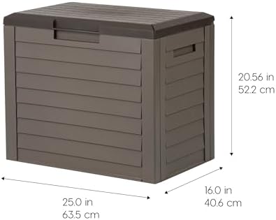 IRIS USA 35 Gallon Outdoor Deck Box, Lockable, Weather-Resistant, Brown