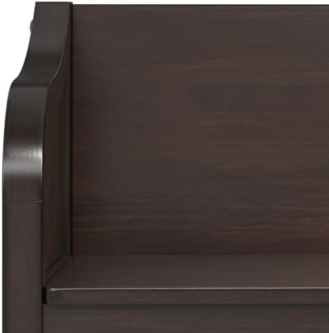 SIMPLIHOME Connaught 30" Wide Solid Wood Storage Bench in Chestnut Brown